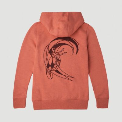 Sudadera O'NEILL niño surfera con capucha CIRCLE SURFER HOODIE Living Coral Ref. 1A1480 roja coral