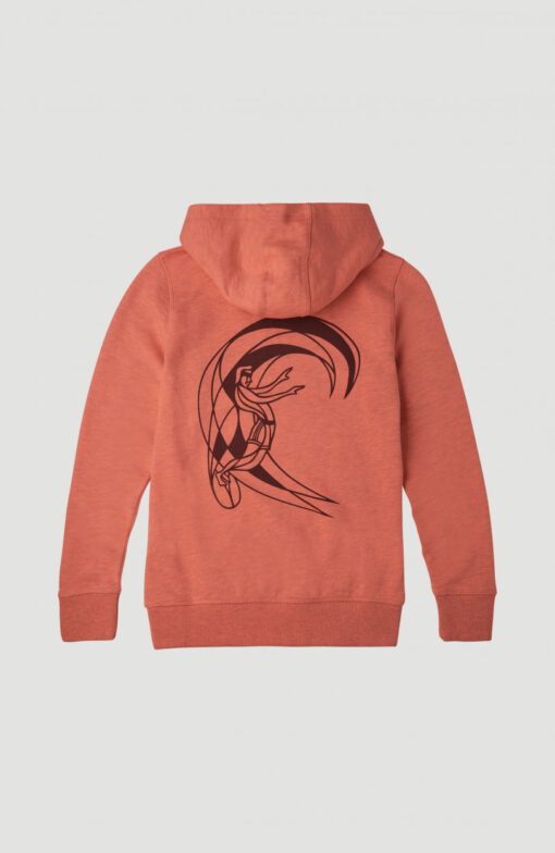 Sudadera O'NEILL niño surfera con capucha CIRCLE SURFER HOODIE Living Coral Ref. 1A1480 roja coral