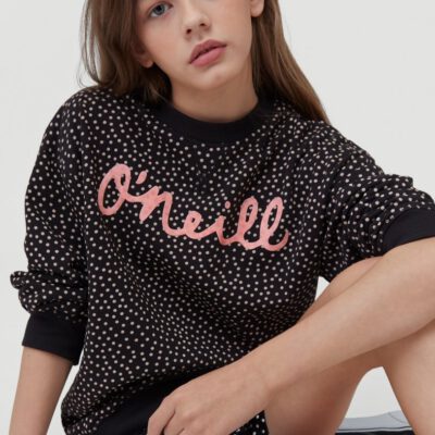 Sudadera O'Neill niña suave con cuello redondo O'NEILL PRINT CREW SWEATSHIRT Black/White Ref. 1A6478 negra/blanca topitos