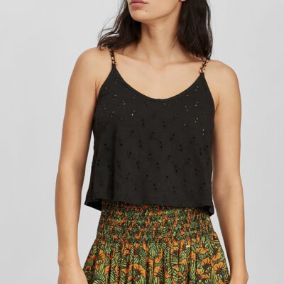 Top O'NEILL tirantes para mujer BEADED TANKTOP Black Out Ref. 1A6926 negro broderie anglaise