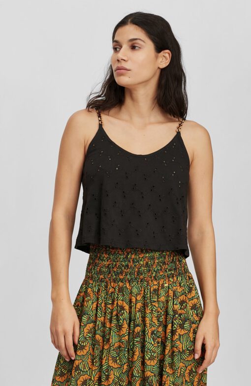Top O'NEILL tirantes para mujer BEADED TANKTOP Black Out Ref. 1A6926 negro broderie anglaise