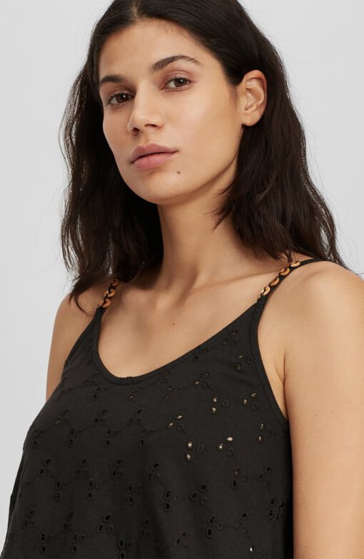 Top O'NEILL tirantes para mujer BEADED TANKTOP Black Out Ref. 1A6926 negro broderie anglaise