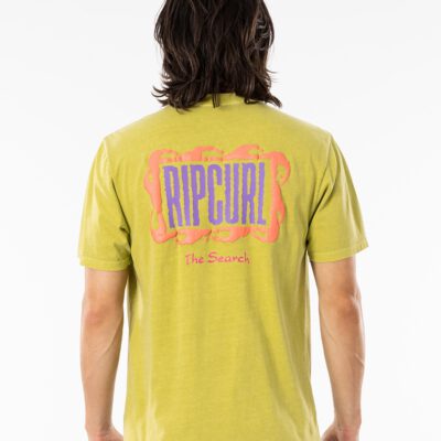 Camiseta RIP CURL hombre manga corta surfera Mind Wave Logo Washed lime Ref. CTERL9 amarilla lima the shearch