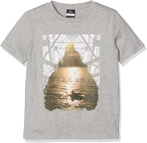 Camiseta RIP CURL Niño manga corta surfera New Good Bad Day SS cement marle Ref. KTEIR4 gris paisaje surf