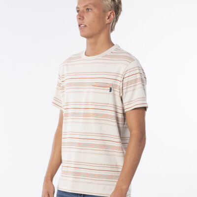 Camiseta RIP CURL hombre manga corta Searchers Jacquard Tee BONE Ref. CTEOT5 CREMA bolsillo pecho