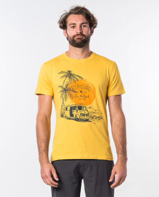 Camiseta RIP CURL hombre manga corta Tuc Tuc Short Sleeve Washed Yellow Ref. CTEOT5 amarilla surfera