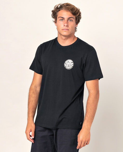 Camiseta RIP CURL hombre manga corta surfera Wettie Essential Black Ref. CTEST9 negra logo pecho y espalda