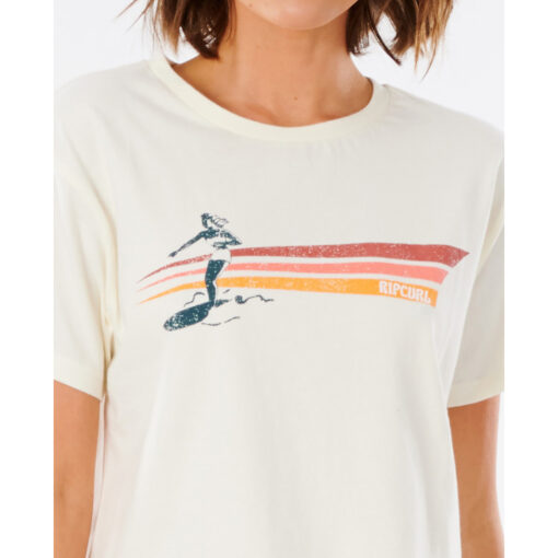 Camiseta top RIP CURL surfera manga corta para mujer Crop Golden State Bone Ref. GTEKT9 crudo playa aloha