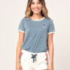 Camiseta RIP CURL surfera manga corta para mujer Golden State Ringer Navy Ref. GTEZB5 azul playa aloha