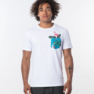 Camiseta RIP CURL hombre manga corta In Da Pocket Short Sleeve Optical white Ref. CTEOQ5 blanca bolsillo pecho pelicano