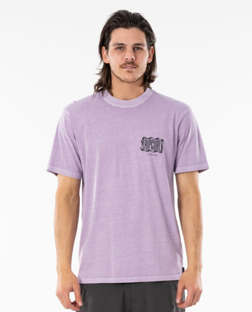 Camiseta RIP CURL hombre manga corta surfera Mind Wave Logo Lavender Ref. CTERL9 lila lavanda the shearch
