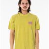 Camiseta RIP CURL hombre manga corta surfera Mind Wave Logo Washed lime Ref. CTERL9 amarilla lima the shearch