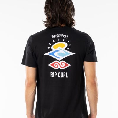 Camiseta RIP CURL hombre manga corta surfera Search Logo Tee Black Ref. CTEOL9 negra