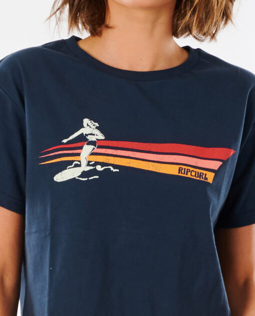 Camiseta top RIP CURL surfera manga corta para mujer Crop Golden State Navy Ref. GTEKT9 azul playa aloha