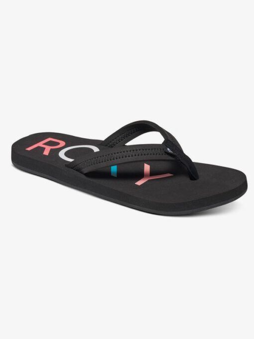 Sandalias ROXY Chanclas goma dedo playa Mujer Vista Flip Flops BLACK (bk3) Ref. ARJL100393 negra logo multicolor