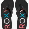 Sandalias ROXY Chanclas goma dedo playa Mujer Vista Flip Flops BLACK (bk3) Ref. ARJL100393 negra logo multicolor