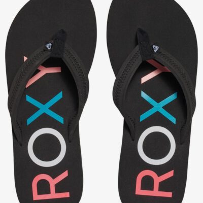 Sandalias ROXY Chanclas goma dedo playa Mujer Vista Flip Flops BLACK (bk3) Ref. ARJL100393 negra logo multicolor