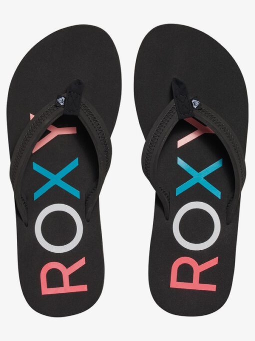 Sandalias ROXY Chanclas goma dedo playa Mujer Vista Flip Flops BLACK (bk3) Ref. ARJL100393 negra logo multicolor