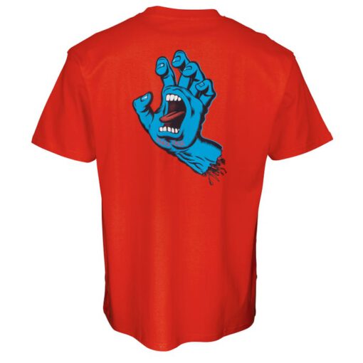 Camiseta SANTA CRUZ Chico manga corta Screaming Hand Chest T-Shirt Flame Red Ref. SCA-TEE-5864 roja con logo pecho mano/puño