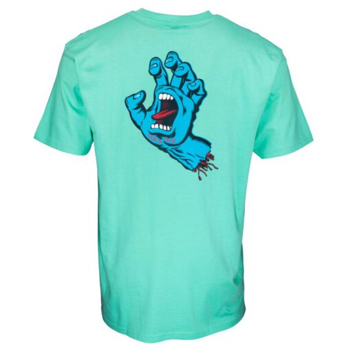 Camiseta SANTA CRUZ Chico manga corta Screaming Hand Chest T-Shirt Jade Green Ref. SCA-TEE-5873 verde agua con logo pecho mano/puño