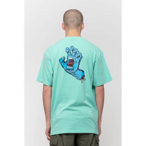 Camiseta SANTA CRUZ Chico manga corta Screaming Hand Chest T-Shirt Jade Green Ref. SCA-TEE-5872 verde agua con logo pecho mano/puño