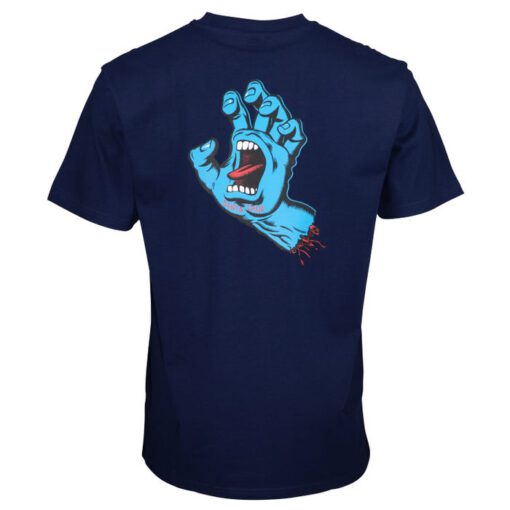 Camiseta SANTA CRUZ Chico manga corta Screaming Hand Chest T-Shirt Dark Navy Ref. SCA-TEE-5877 azul con logo pecho mano/puño