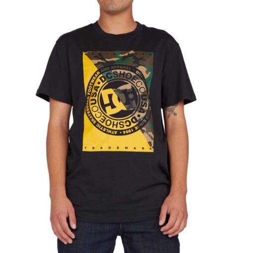Camiseta DC Shoes hombre manga corta Warfare Black (kvjo) Ref. EDYZT04194 negra/amarilla