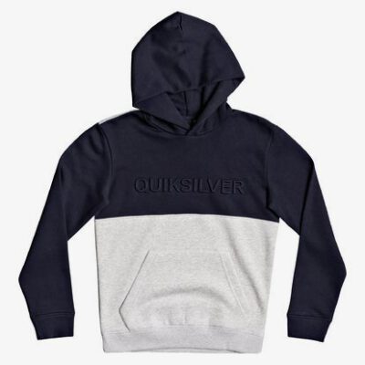 Sudadera niño Quiksilver con capucha Logo pecho relieve Emboss Block (byp0) Ref. EQBFT03632 azul/gris