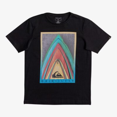 Camiseta QUIKSILVER manga corta niño surfera Classic Stacked BLACK (kvj0) Ref. EQBZT03562 negra tabla surf multi