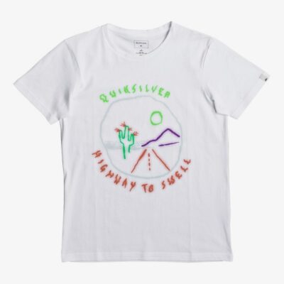 Camiseta QUIKSILVER manga corta niño surfera Highway To Swell WHITE (wbb0) Ref. EQBZT03590 blanca playa pecho