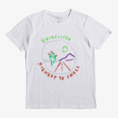 Camiseta QUIKSILVER manga corta niño surfera Highway To Swell WHITE (wbb0) Ref. EQBZT03590 blanca playa pecho