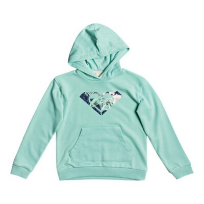 Sudadera ROXY de tejido orgánico con capucha para niña Indian Poem BROOK GREEN (gcf0) Ref. ERGFT03615 verde agua logo pecho