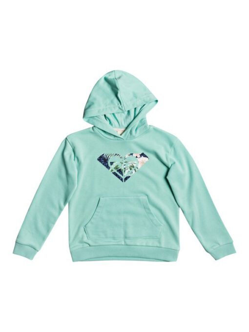 Sudadera ROXY de tejido orgánico con capucha para niña Indian Poem BROOK GREEN (gcf0) Ref. ERGFT03615 verde agua logo pecho