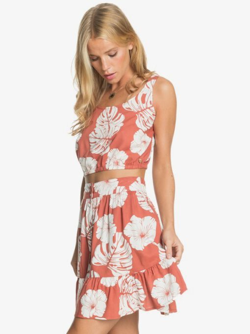 Mini falda ROXY para Mujer Higher Love MARSALA ISHA (mpd6) Ref. ERJWK03101 Coral flores hawaiana