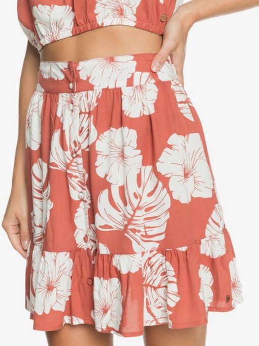 Mini falda ROXY para Mujer Higher Love MARSALA ISHA (mpd6) Ref. ERJWK03101 Coral flores hawaiana