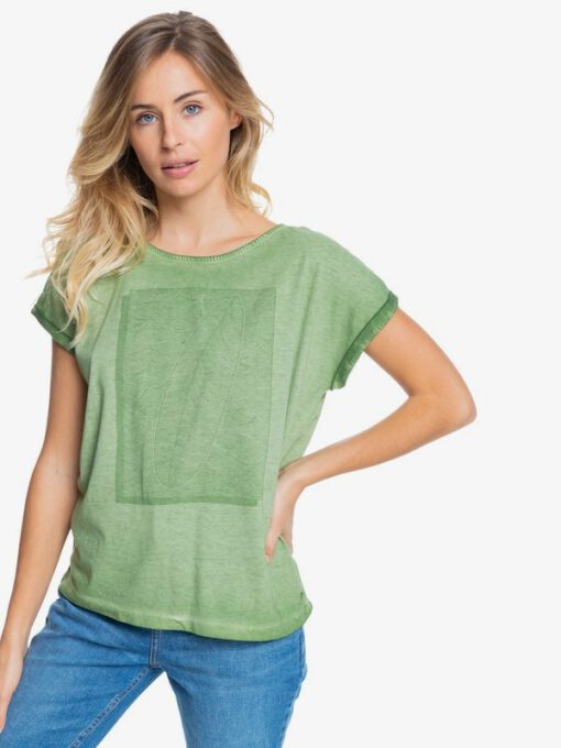 Camiseta ROXY Top de Manga Corta para Mujer Summertime Happiness VINEYARD GREEN (gnt0) Ref. ERJZT05140 verde