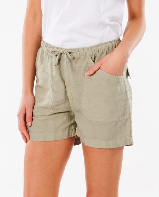 Pantalón lino RIP CURL corto práctico y cómodo para Mujer Shorts Panoma Stone Ref. GWACB9 verde oliva