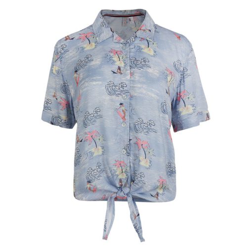 Camisa O'NEILL manga corta para mujer nudo CALI WOVEN SHIRT Blue/pink Ref. 1A6302 azul tropical multicolor