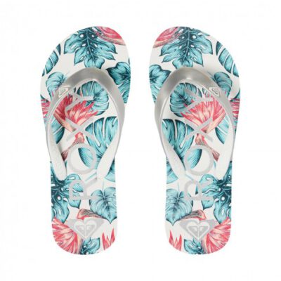 Sandalias ROXY Chanclas goma playa niña Tahiti (SVL) Ref. ARGL100181 Blanca/azul/rosa flores tropical