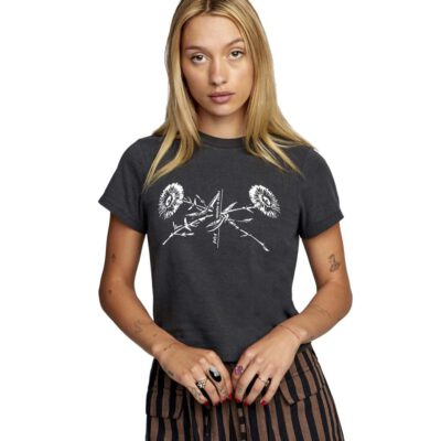 Camiseta RVCA manga corta para mujer INTERRUPTION Black Ref. W3SSRLRVP1 negra flores