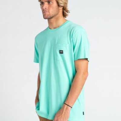 Camiseta BILLABONG para hombre manga corta Stacked LIGHT AQUA Ref. W1SS73BIP1 verde agua lisa bolsillo pecho