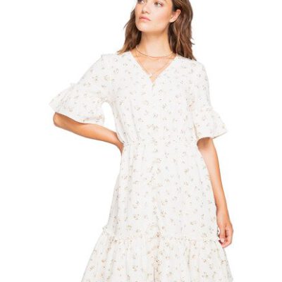 Vestido corto BILLABONG manga corta para mujer Love Game SALT CRYSTAL Ref. W3DR12 flores blanco Nueva colección 2021