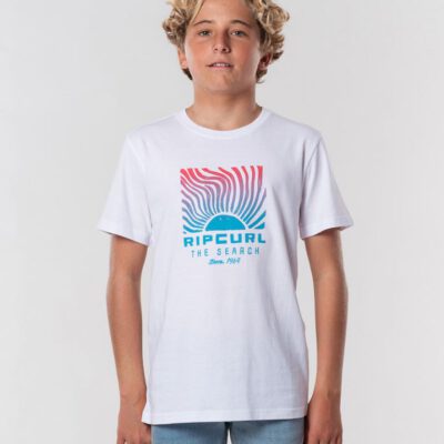 Camiseta RIP CURL manga corta niño surfera solar ss tee boy 1000 white ref ktexg4 blanca logo frontal