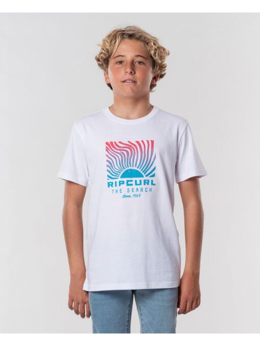 Camiseta RIP CURL manga corta niño surfera solar ss tee boy 1000 white ref ktexg4 blanca logo frontal