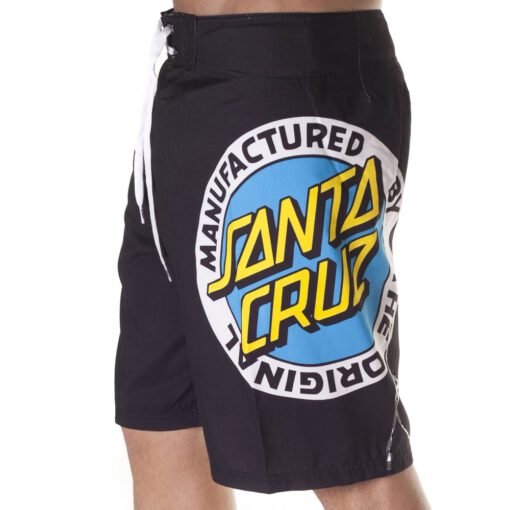 Bañador SANTA CRUZ surfero Hombre Short elástico Manufactured Original BK Ref. BSST Negro logo pierna