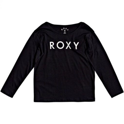 Camiseta ROXY niña manga larga the one a Ref. ERGZT03659 negro letras plateadas