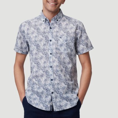 Camisa O'NEILL Hombre manga corta OUTLINE FLORAL SHORTSLEEVE SHIRT Egret Ref. 1A3740 blanca/azul floral