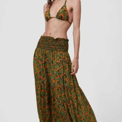 Falda larga O'NEILL casual cintura fruncida para mujer CITIZEN WOVEN LONG SKIRT Yellow/Green Ref. 1A7806 amarilla/verde estampada