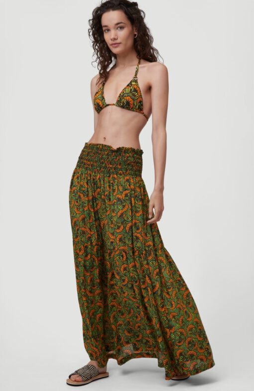 Falda larga O'NEILL casual cintura fruncida para mujer CITIZEN WOVEN LONG SKIRT Yellow/Green Ref. 1A7806 amarilla/verde estampada