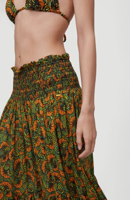 Falda larga O'NEILL casual cintura fruncida para mujer CITIZEN WOVEN LONG SKIRT Yellow/Green Ref. 1A7806 amarilla/verde estampada